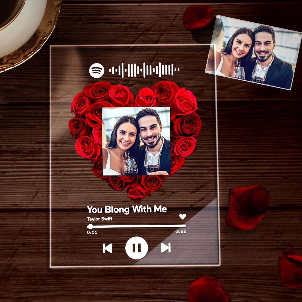 Custom Rose Spotify Plauqe  Personalised Night Light Romantic & Sentimental Birthday Gifts For Boyfriend