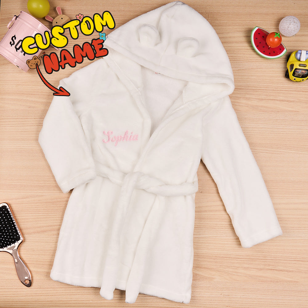 Personalised Baby Sleepwear with Embroidery Name Bear Ears Dressing Gown Gift for Kid