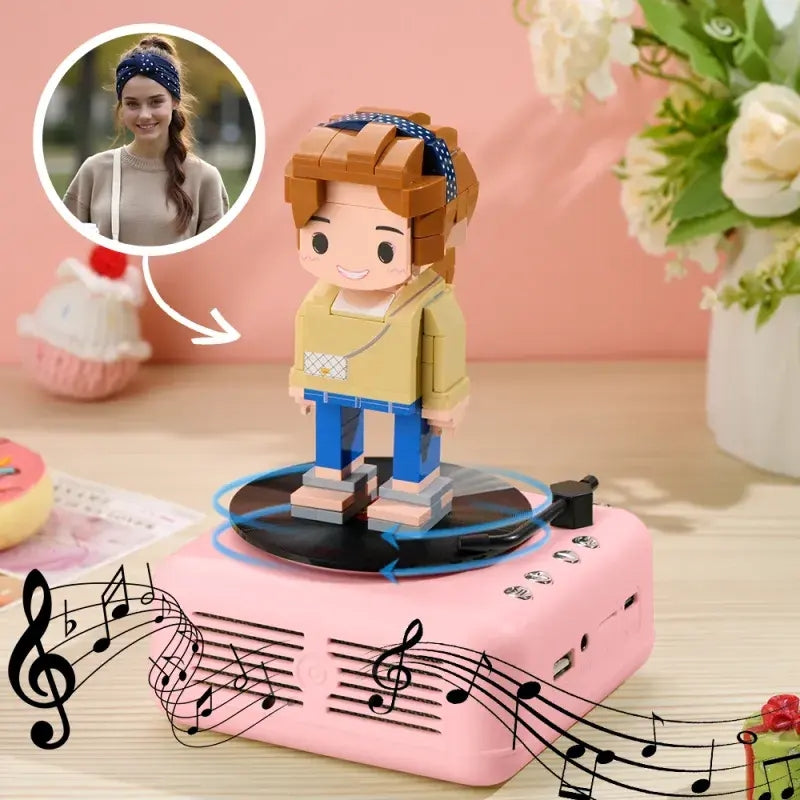 Customisable 1 Person Full Body Custom Brick Figures with Bluetooth Speaker Base Can Play Music Anniversary Gift