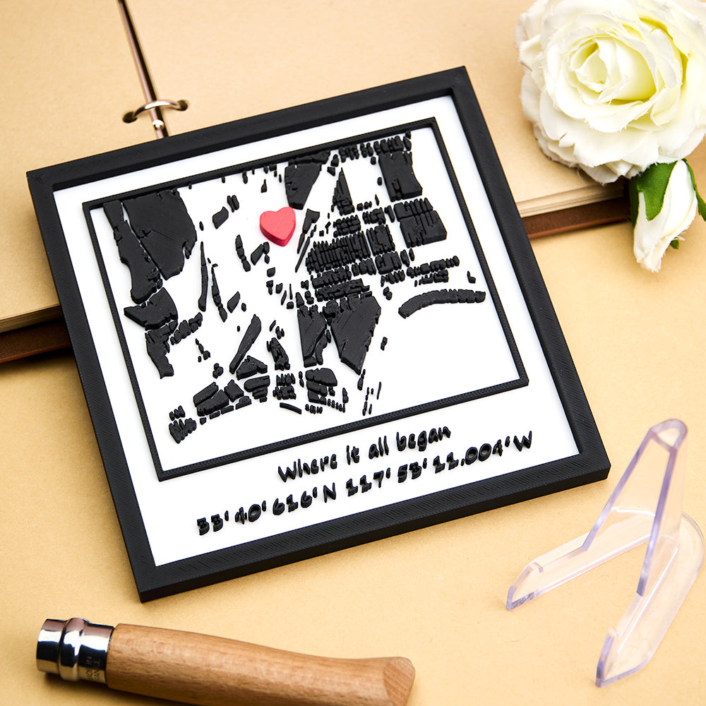 Personalised 3D Printed Location Map Plaque Where It All Began Plaque Gifts for Lover