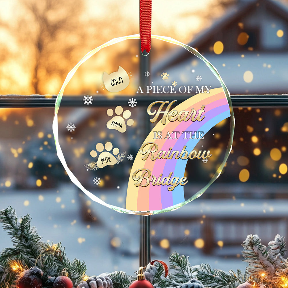 Personalised Memorial Ornament A Piece Of My Heart Is At The Rainbow Bridge Sympathy Gift for Pet Lovers