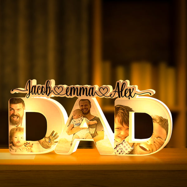 Personalised Father's Day Night Lamp Custom Acrylic Family Photo Dad Night Light with Name