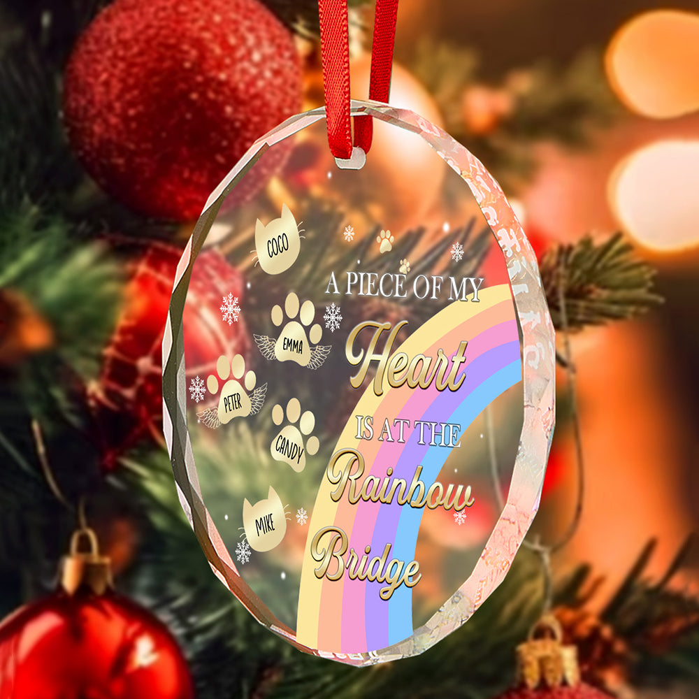 Personalised Memorial Ornament A Piece Of My Heart Is At The Rainbow Bridge Sympathy Gift for Pet Lovers