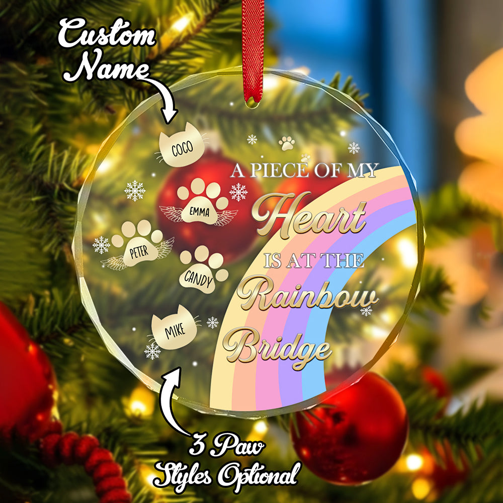 Personalised Memorial Ornament A Piece Of My Heart Is At The Rainbow Bridge Sympathy Gift for Pet Lovers