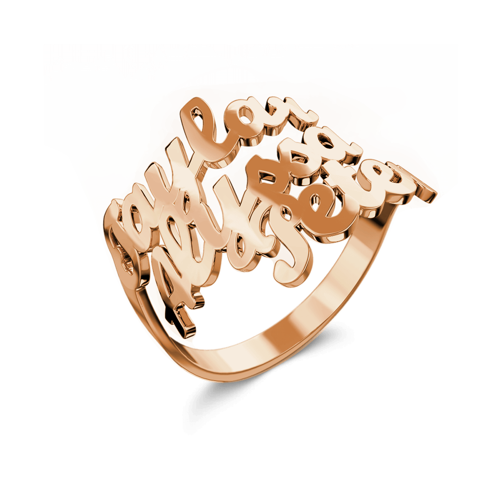 Custom Three Names Ring - 925 Sterling Silver