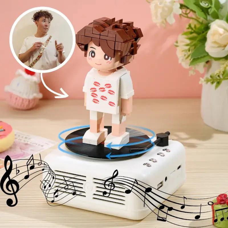 Customisable 1 Person Full Body Custom Brick Figures with Bluetooth Speaker Base Can Play Music Anniversary Gift