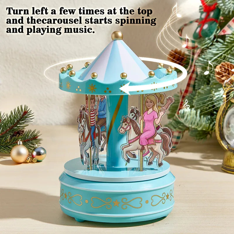 Custom Portrait Acrylic Carousel Music Box Ornament Family Member Desktop Decoration Gift For Family