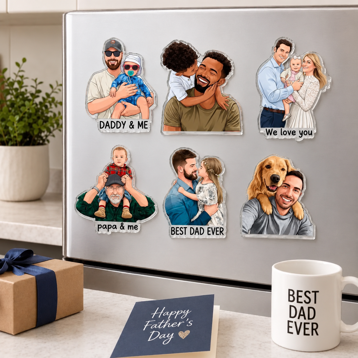 Personalised Portrait Magnet from Photo, Custom Couple, Family & Best Friends Keepsake Gift