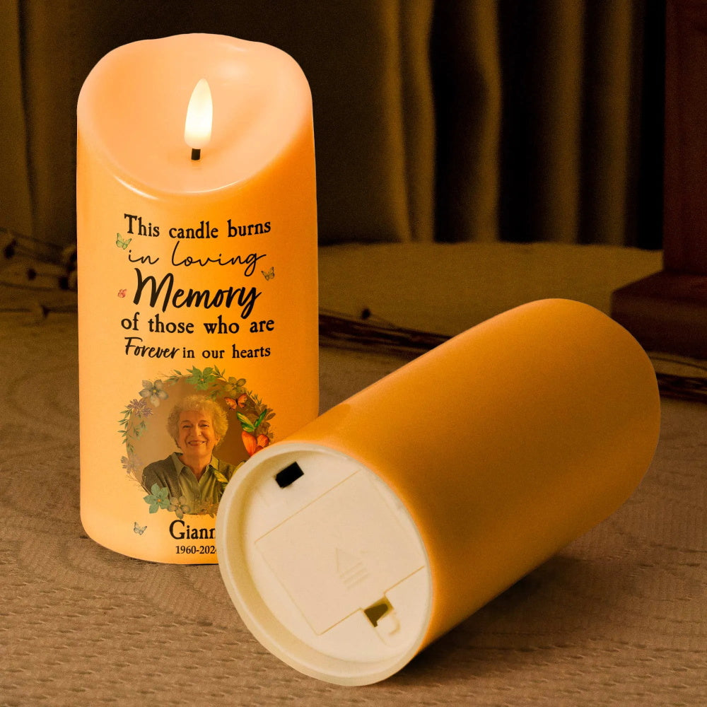 Custom Photo & Text Candle Light – Battery or USB Version Personalized Memorial Gift