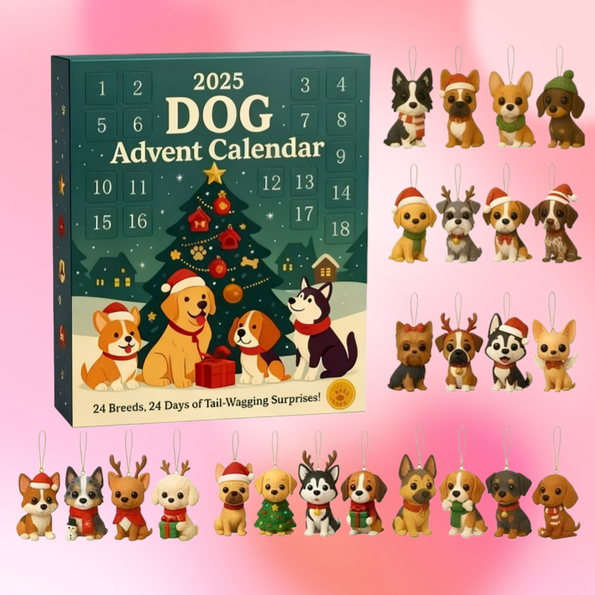 Cute Dog Christmas Countdown Calendar Gift Box – Perfect Holiday Present for Dog Lovers