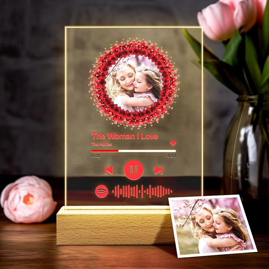 Custom Photo LOVE Night Light Personalized Spotify Code Music Plaque Lamp Valentine Gifts