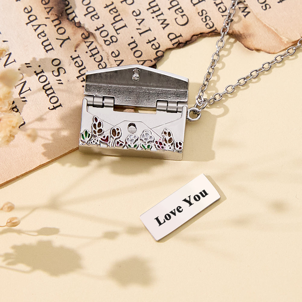 Personalised Envelope Necklace with Custom Text - Customisable Necklace for Gifts and Special Occasions
