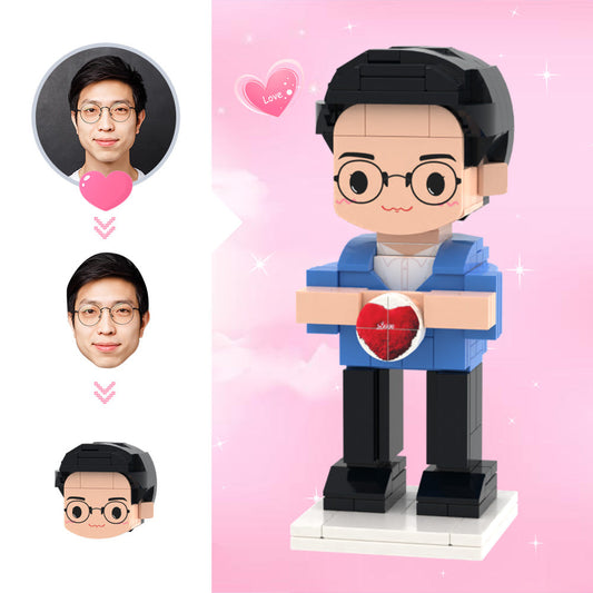Custom Cute Head Brick Figures Personalised 1 People Brick Figures Man Show Love Brick Figures