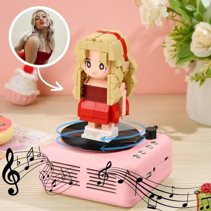 Customisable 1 Person Full Body Custom Brick Figures with Bluetooth Speaker Base Can Play Music Anniversary Gift