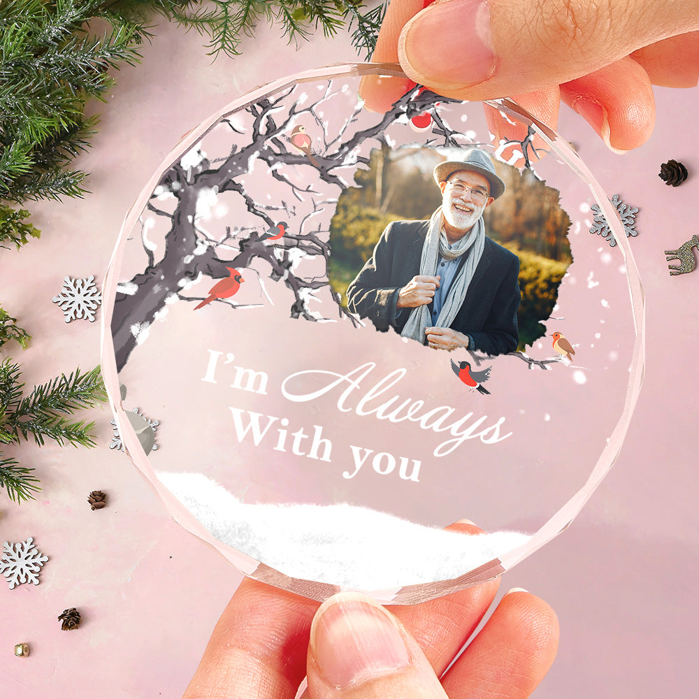 Personalized Photo & Text Glass Christmas Ornament – Custom Holiday Decoration & Memorial Gift