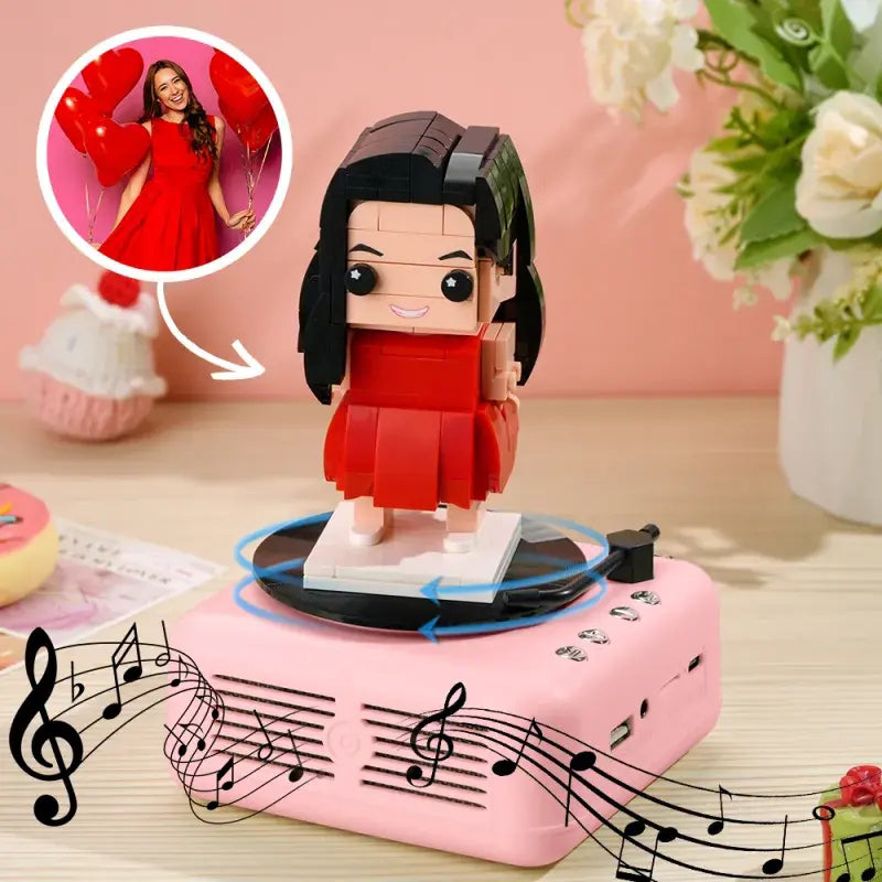 Customisable 1 Person Full Body Custom Brick Figures with Bluetooth Speaker Base Can Play Music Anniversary Gift