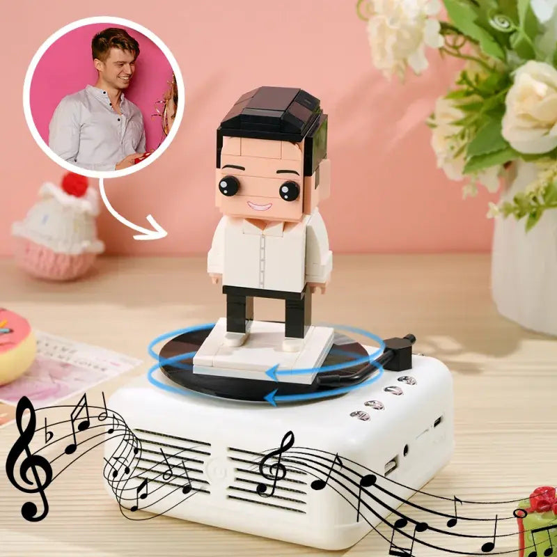 Customisable 1 Person Full Body Custom Brick Figures with Bluetooth Speaker Base Can Play Music Anniversary Gift