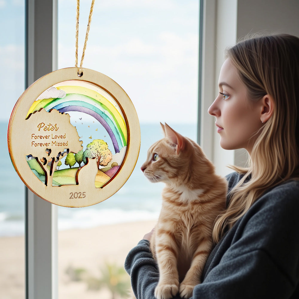 Personalised Rainbow Bridge Pet Ornament Memorial Pet Loss Gift for Pet Lovers