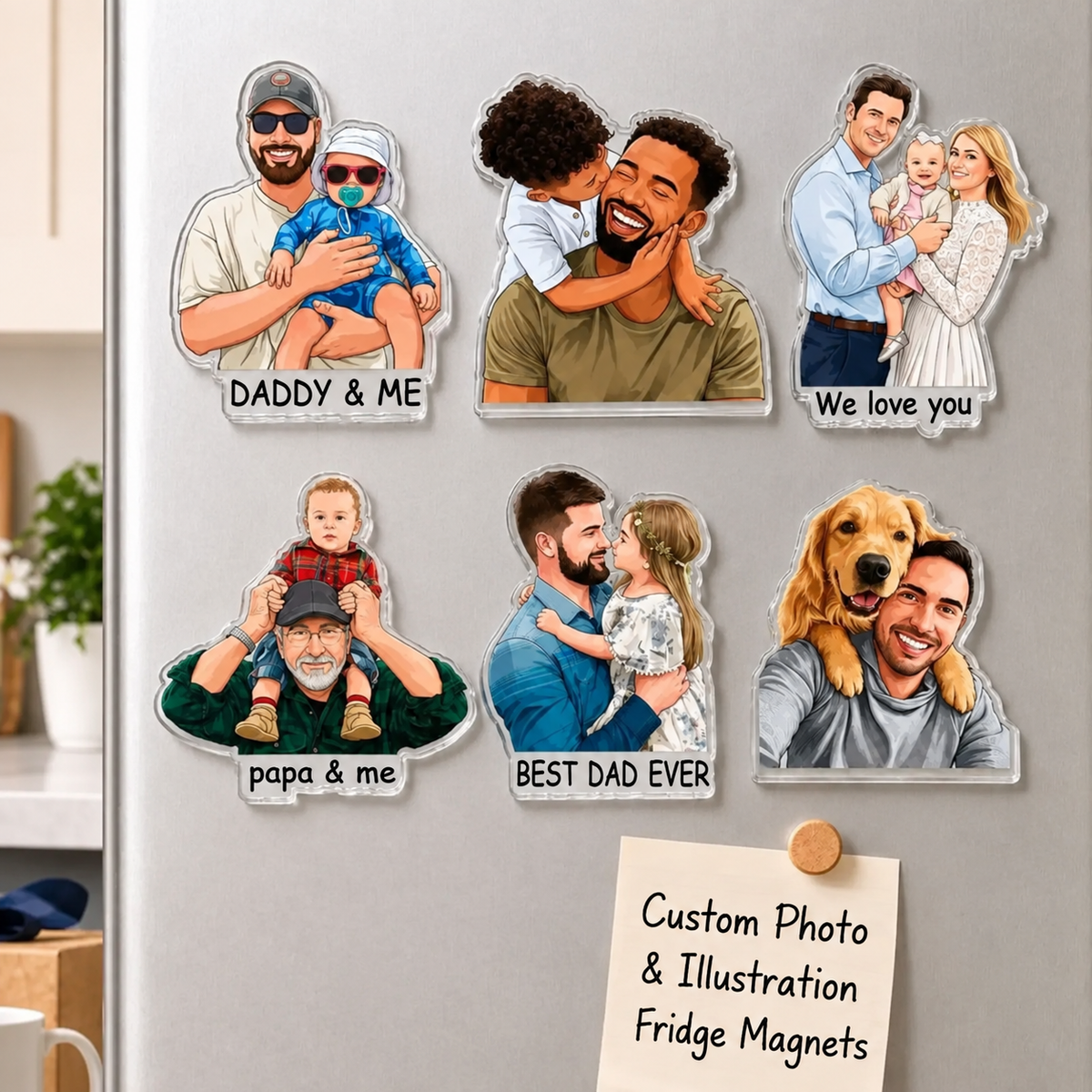 Personalised Portrait Magnet from Photo, Custom Couple, Family & Best Friends Keepsake Gift