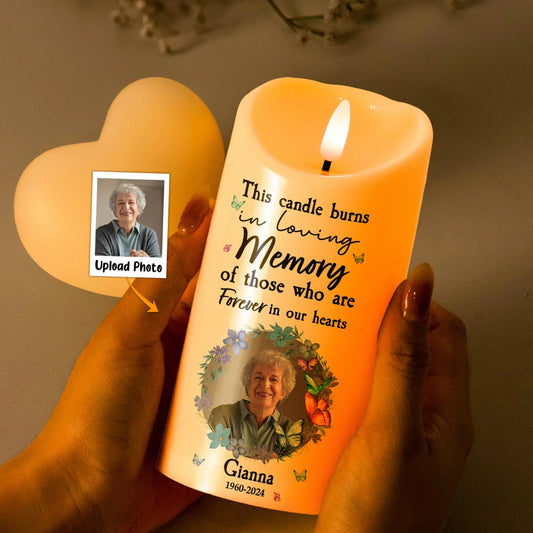 Custom Photo & Text Candle Light – Battery or USB Version Personalized Memorial Gift