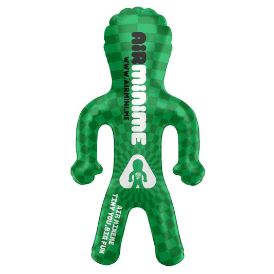 Green inflatable figure with 'AIRMINIME' branding on a white background