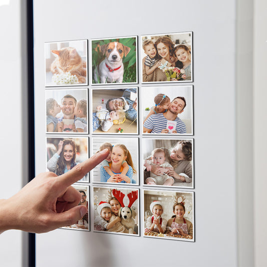 Custom Photo Card Paper Fridge Magnets - Set of 12 Personalised Picture Magnets for Home or Gifts