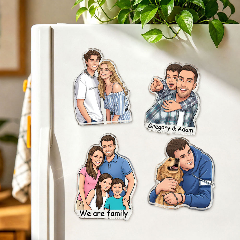 Personalised Portrait Magnet from Photo, Custom Couple, Family & Best Friends Keepsake Gift