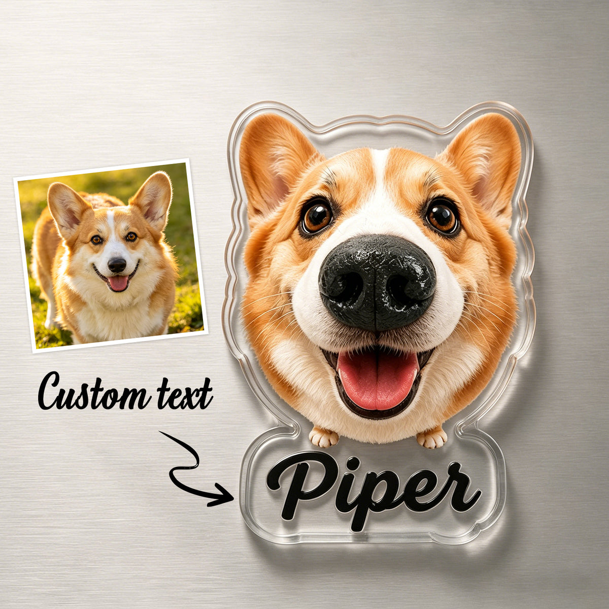 Custom Dog Nose Squishy Fridge Magnet Sticker – Personalised Pet Nose Squeeze Toy with Custom Face & Name