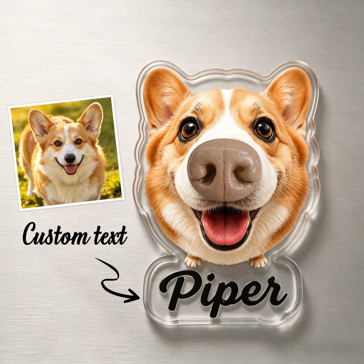 Custom Dog Nose Squishy Fridge Magnet Sticker – Personalised Pet Nose Squeeze Toy with Custom Face & Name