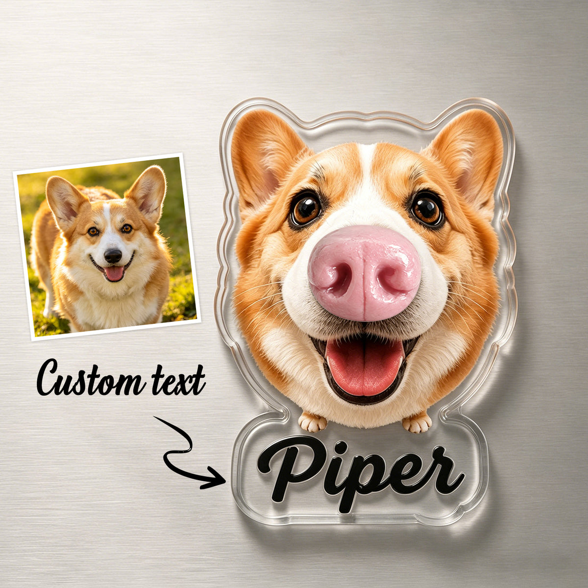 Custom Dog Nose Squishy Fridge Magnet Sticker – Personalised Pet Nose Squeeze Toy with Custom Face & Name