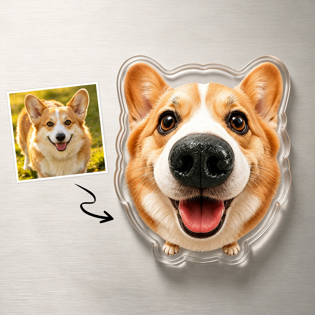 Custom Dog Nose Squishy Fridge Magnet Sticker – Personalised Pet Nose Squeeze Toy with Custom Face & Name