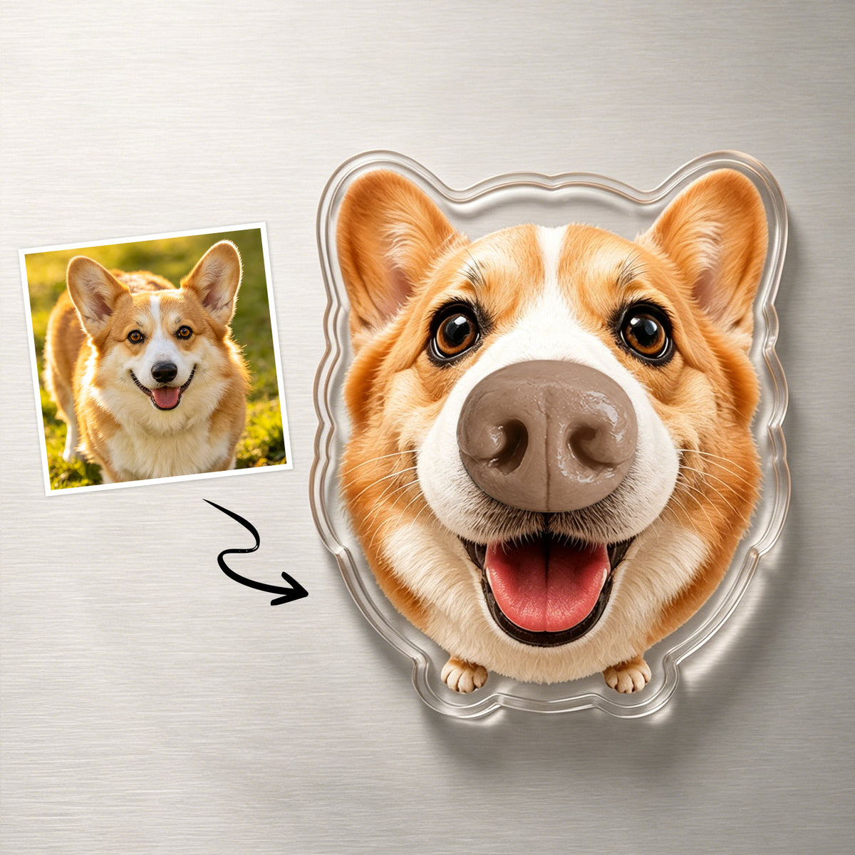 Custom Dog Nose Squishy Fridge Magnet Sticker – Personalised Pet Nose Squeeze Toy with Custom Face & Name