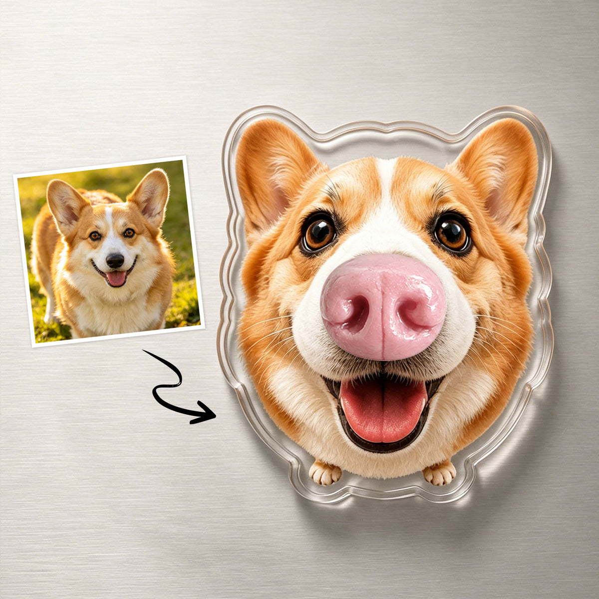 Custom Dog Nose Squishy Fridge Magnet Sticker – Personalised Pet Nose Squeeze Toy with Custom Face & Name