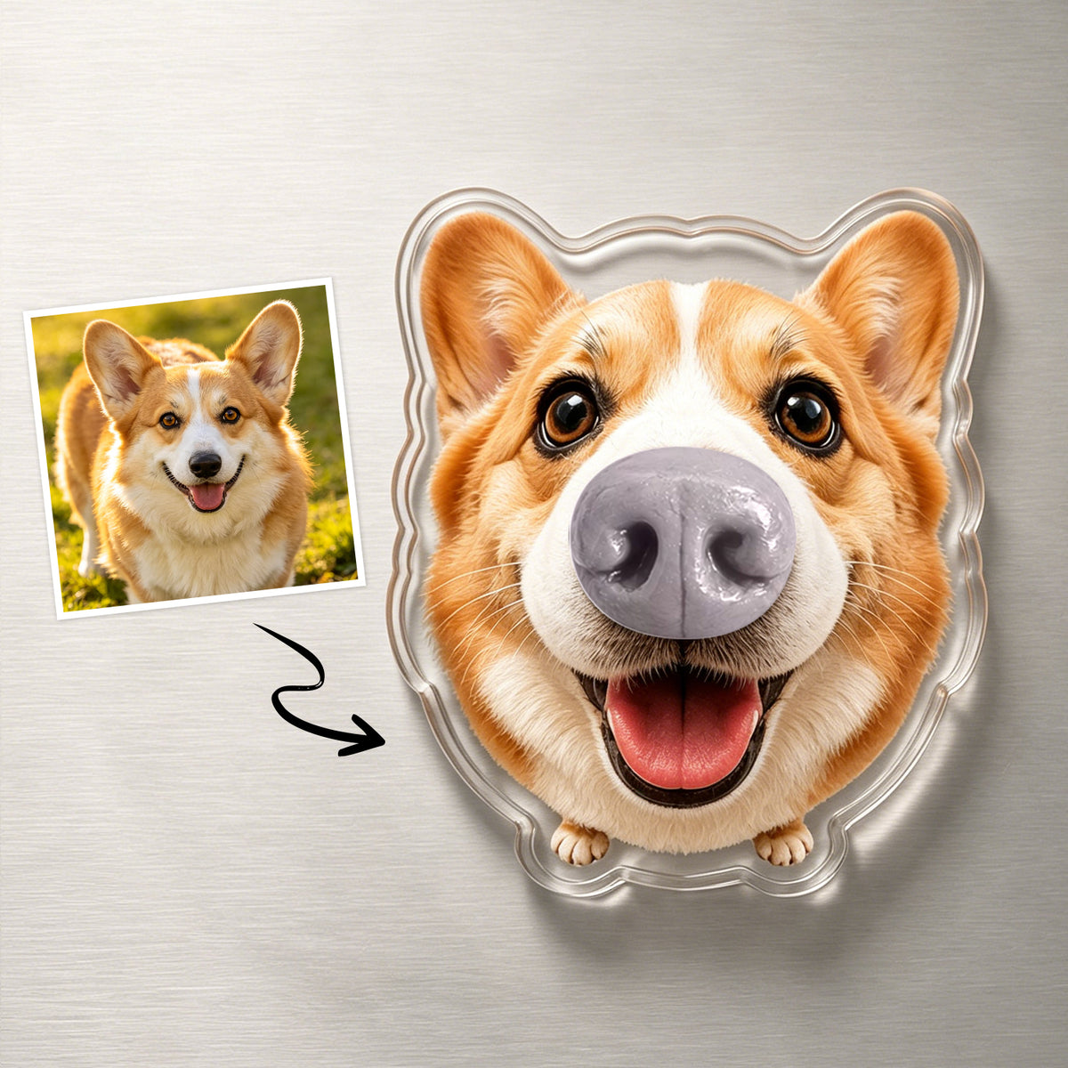 Custom Dog Nose Squishy Fridge Magnet Sticker – Personalised Pet Nose Squeeze Toy with Custom Face & Name