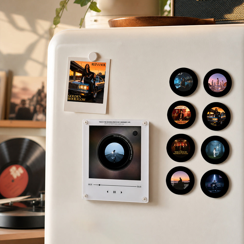 Custom Mini Vinyl Record Player with 9 Magnetic Discs, Personalised Music Gift for Couples, Anniversary Memories (Production time 1-2 weeks)