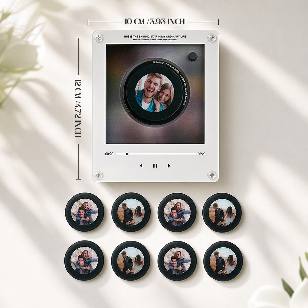 Custom Mini Vinyl Record Player with 9 Magnetic Discs, Personalised Music Gift for Couples, Anniversary Memories (Production time 1-2 weeks)