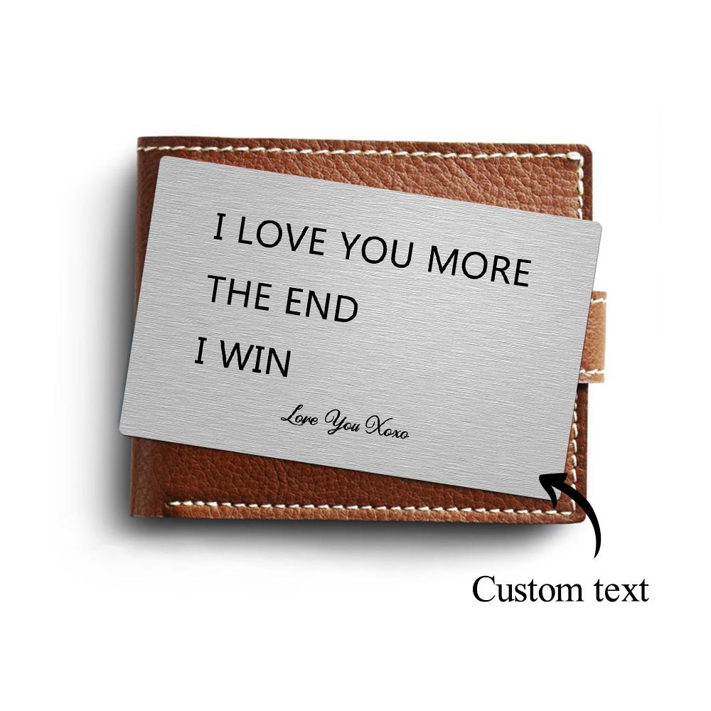 Personalised Wallet Card I Love You More Metal Wallet Card Engraved Keepsake For Him