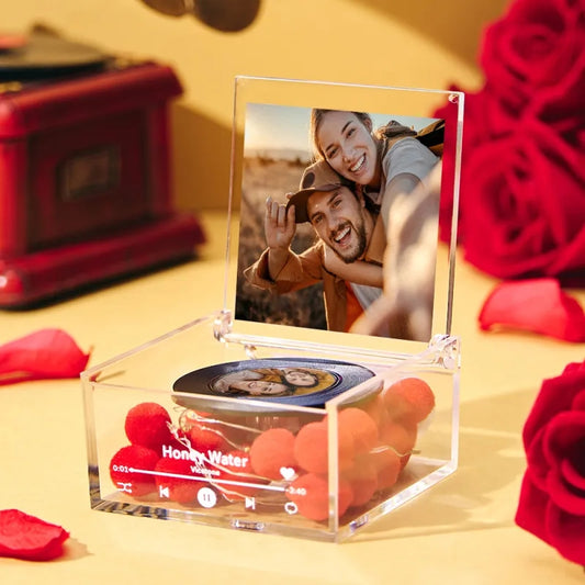Personalized Mini Record Player Music Box with Custom Song & Photo – Unique Romantic Gift