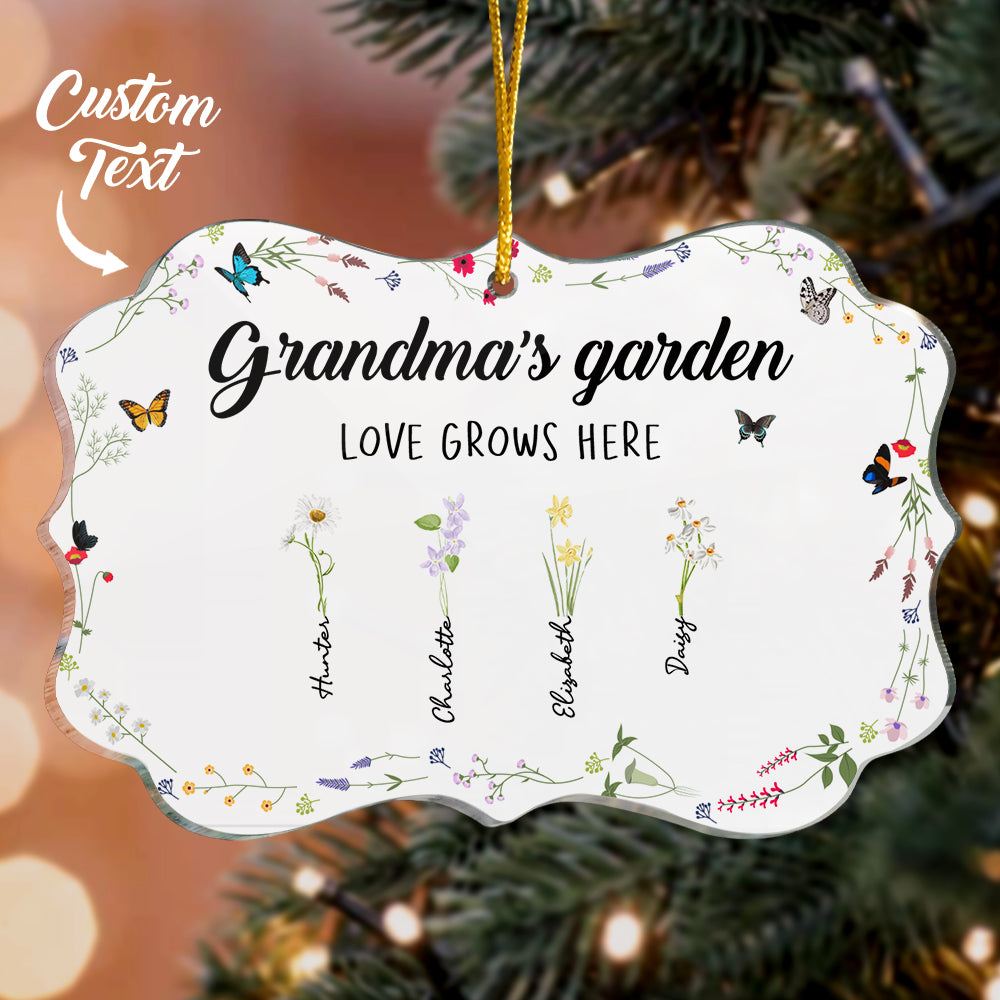 Personalised Grandma's Garden Birth Flowers Acrylic Ornament Custom Birth Month Flower Mother's Day Gifts