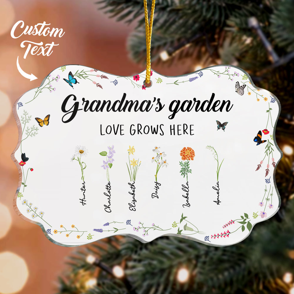 Personalised Grandma's Garden Birth Flowers Acrylic Ornament Custom Birth Month Flower Mother's Day Gifts