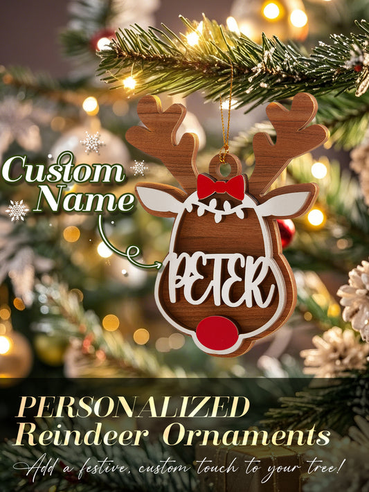 Personalised Reindeer Ornament with Name Christmas Tree Decorations Gift