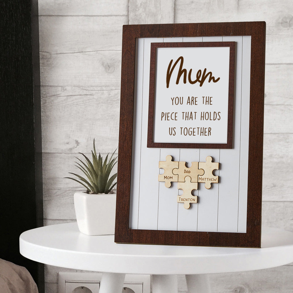 Mother's Day Box Frame Custom Name Wooden Puzzle Frame