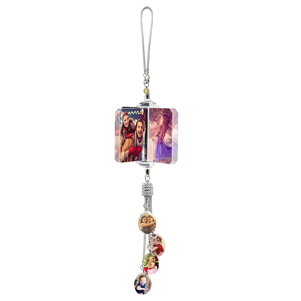Custom Photo Car Crystal Rearview Mirror Hanging Decorations Accessories Valentine's Gifts