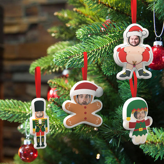 Custom Xmas Hanging Decorations Personalised Face Christmas Hanging Decoration Santa And Elf Hanging Decoration