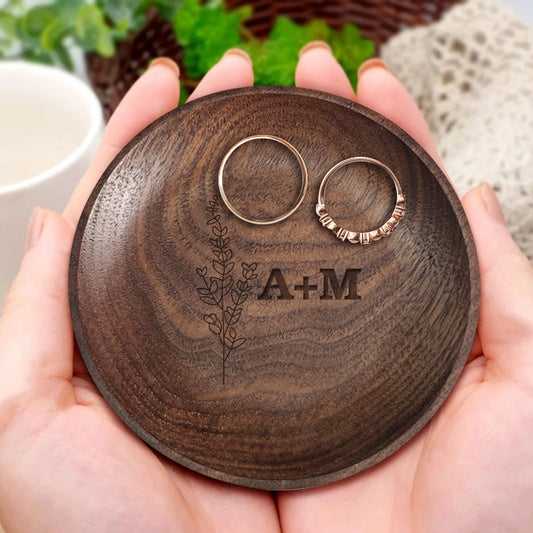 Personalised Floral Ring Dish Engagement Wedding Jewelry Tray Gift for Her