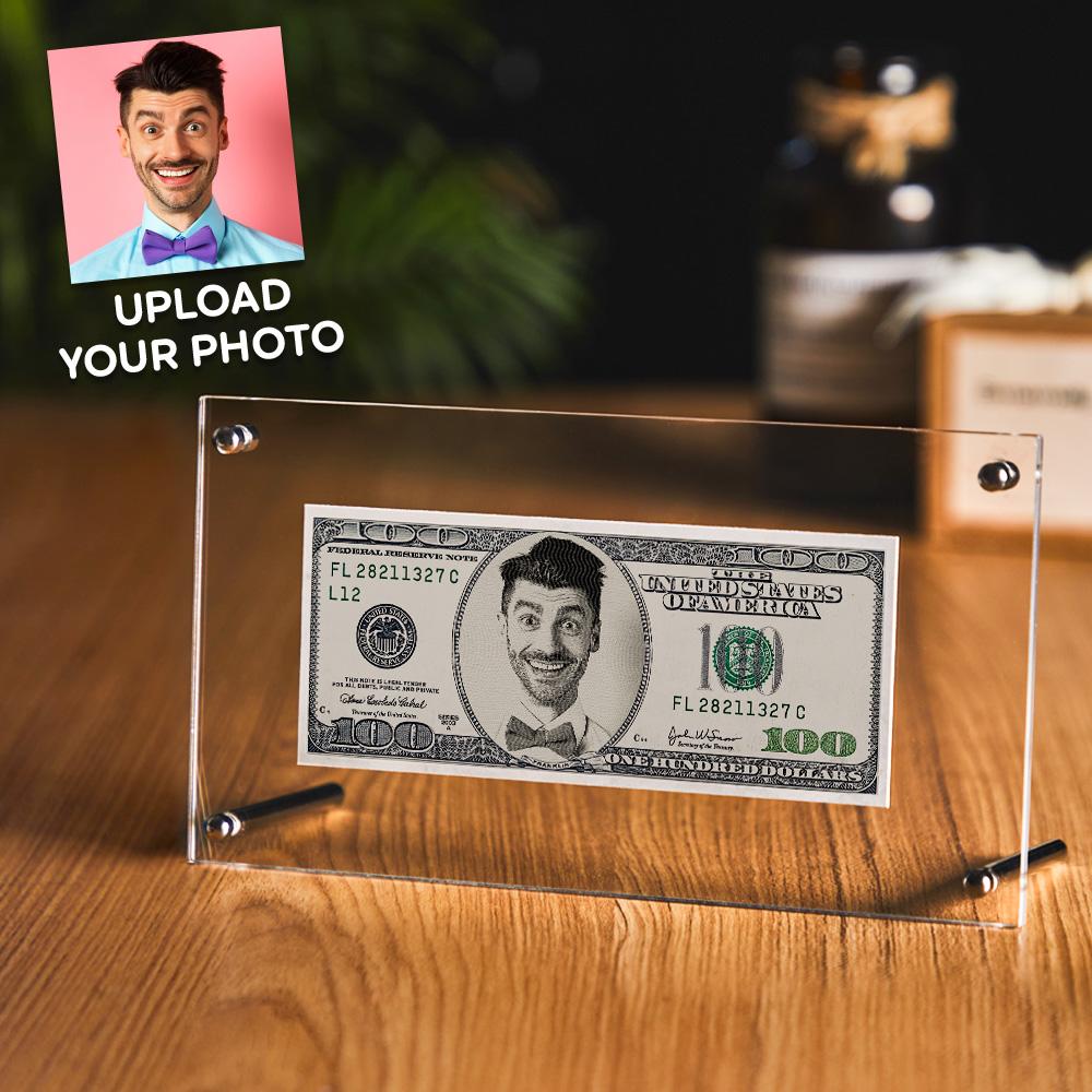Custom Portrait Money 100 Dollar Bill | Personalised Desk Decor Face Money Double Sided Perfect Gift For Couples On Valentines Day