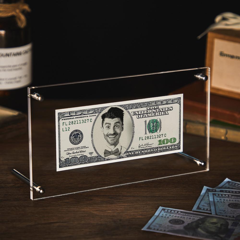 Custom Portrait Money 100 Dollar Bill | Personalised Desk Decor Face Money Double Sided Perfect Gift For Couples On Valentines Day