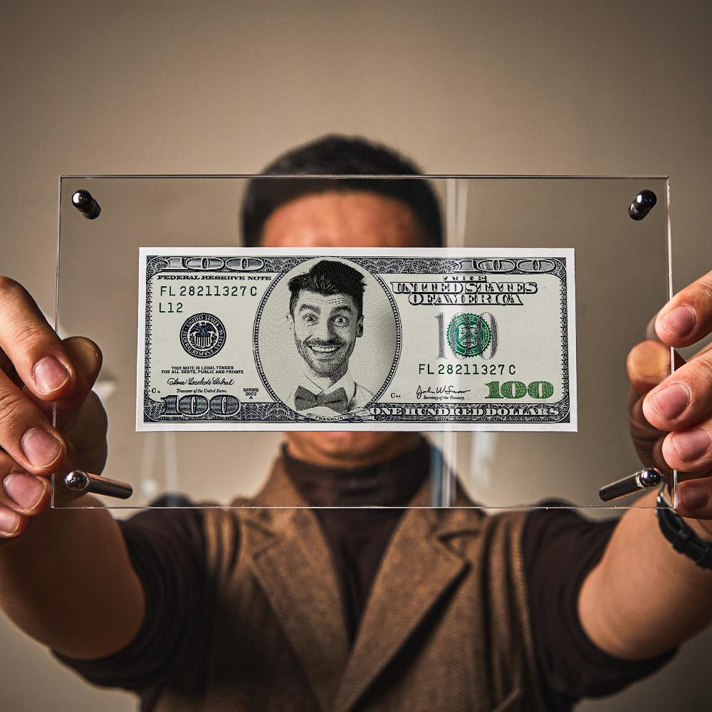 Custom Portrait Money 100 Dollar Bill | Personalised Desk Decor Face Money Double Sided Perfect Gift For Couples On Valentines Day