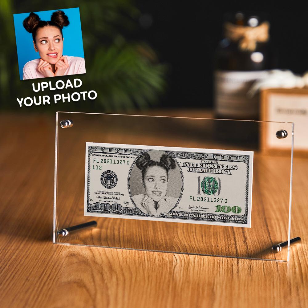 Custom Portrait Money 100 Dollar Bill | Personalised Desk Decor Face Money Double Sided Perfect Gift For Couples On Valentines Day