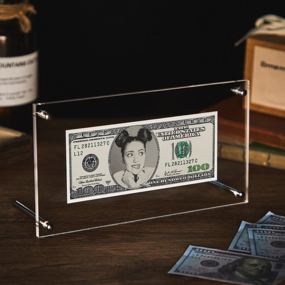 Custom Portrait Money 100 Dollar Bill | Personalised Desk Decor Face Money Double Sided Perfect Gift For Couples On Valentines Day